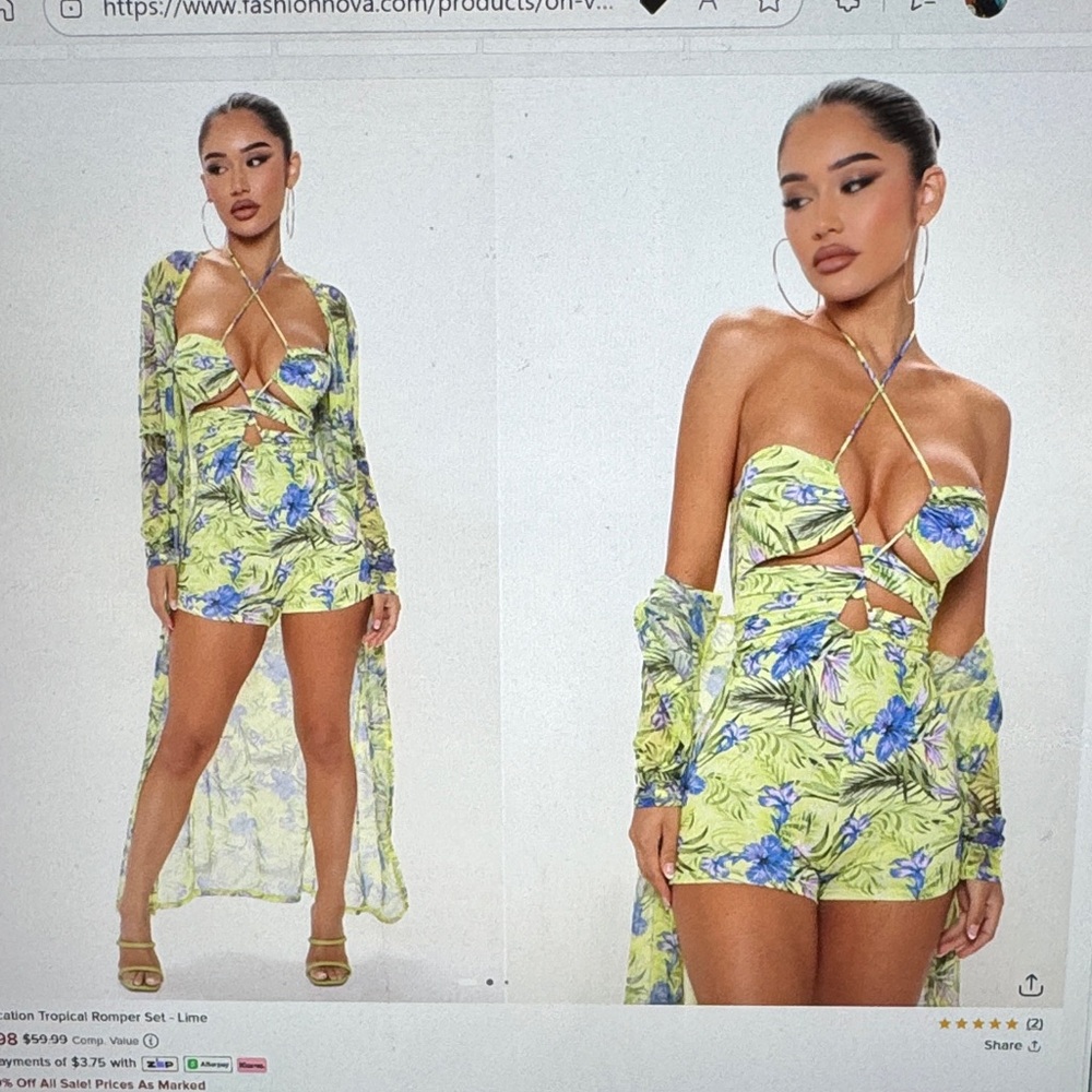 LOOKING FOR Fashion Nova Lime and Blue Floral Romper Set
